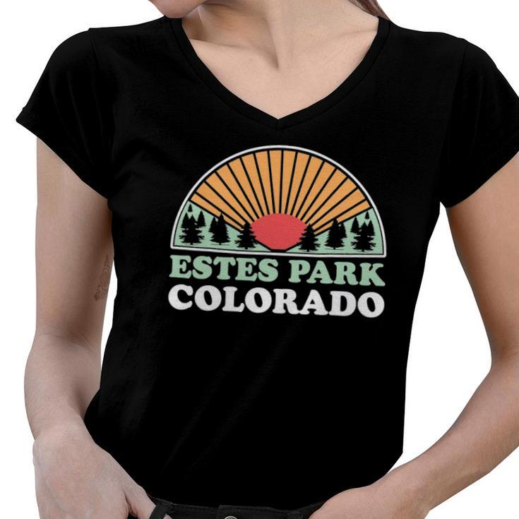 Colorado Us Mountain Travel - Vintage Estes Park Women V-Neck T-Shirt