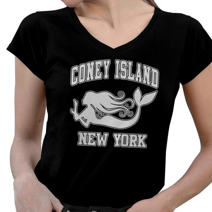Coney Island Mermaid New York Nyc Beaches Brooklyn Gift  Women V-Neck T-Shirt