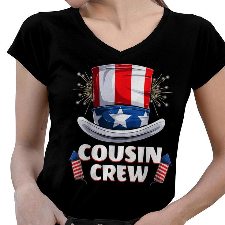 Cousin Crew 4Th Of July Family Matching Boys Girls Kids  Women V-Neck T-Shirt
