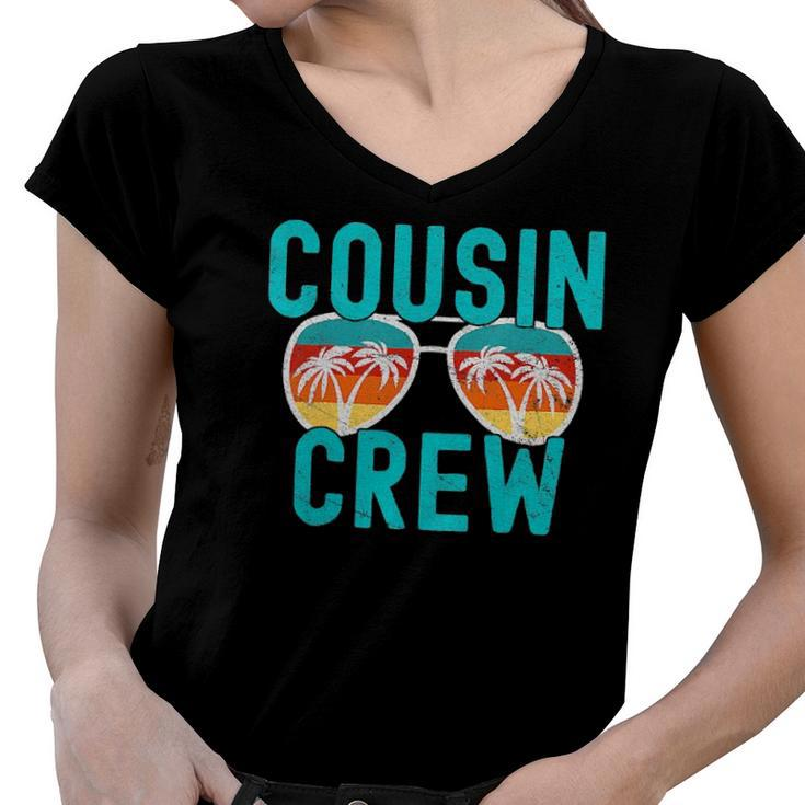 Cousin Crew Family Vacation Summer Vacation Beach Sunglasses V2 Women V-Neck T-Shirt