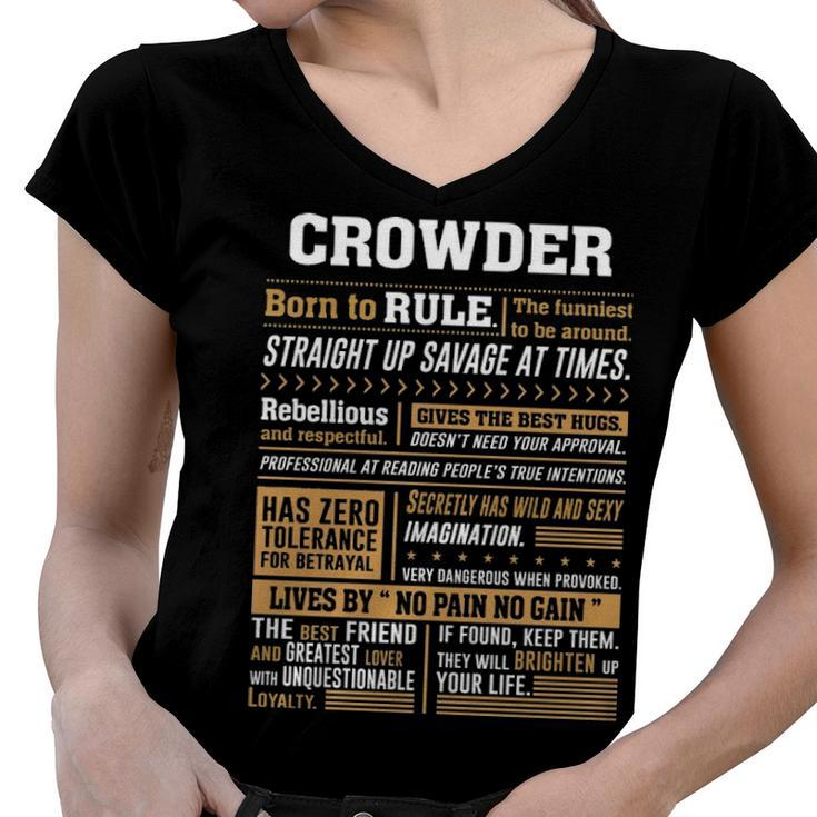 Crowder Name Gift   Crowder Born To Rule Women V-Neck T-Shirt