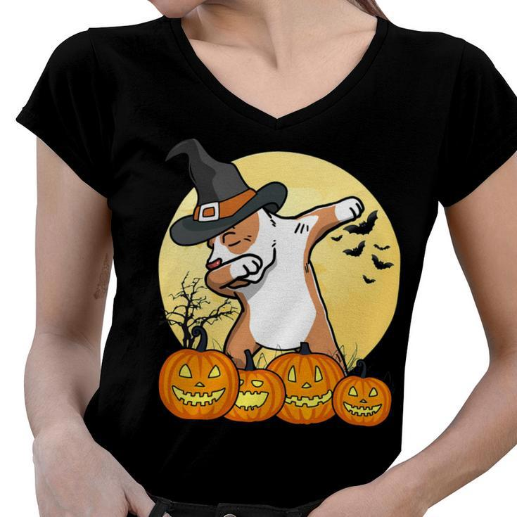 Dabbing Pit Bull Dab Dance Funny Dog Halloween Gift T-Shirt Women V-Neck T-Shirt