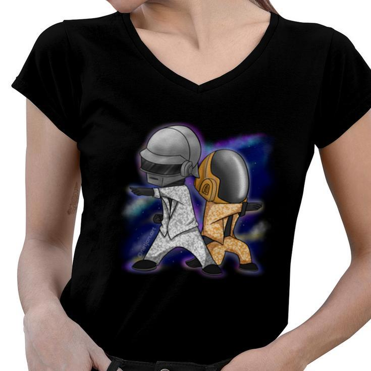Daft Punk Space Daft Punk Chibi  Women V-Neck T-Shirt