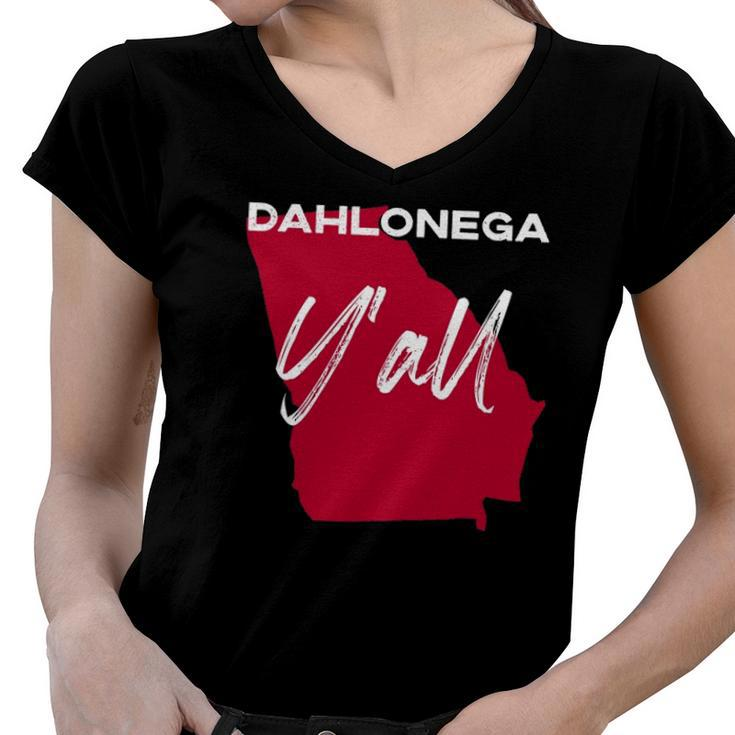 Dahlonega Georgia Yall Ga Pride State Map Cute  Women V-Neck T-Shirt