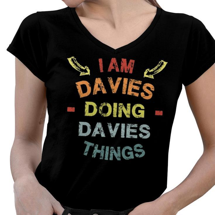 Davies Shirt Family Crest Davies T Shirt Davies Clothing Davies Tshirt Davies Tshirt Gifts For The Davies Png Women V-Neck T-Shirt