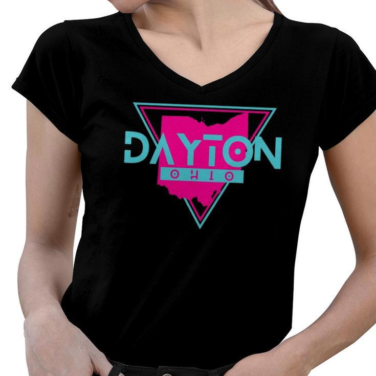Dayton Ohio Triangle Souvenirs City Lover Gift Women V-Neck T-Shirt