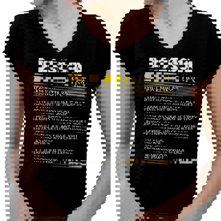 Dickson Name Gift   Dickson Facts V2 Women V-Neck T-Shirt