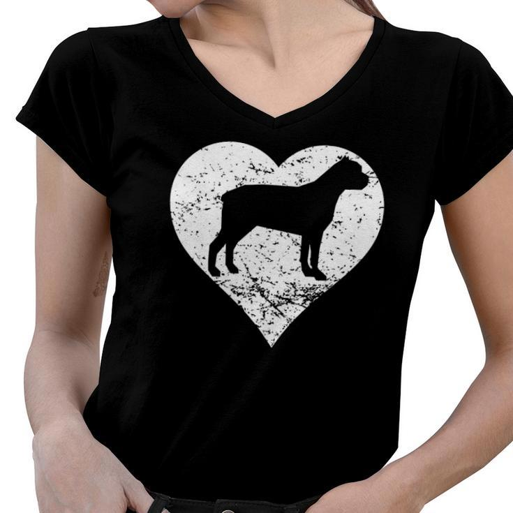Distressed Cane Corso Heart Dog Owner Graphic  Women V-Neck T-Shirt