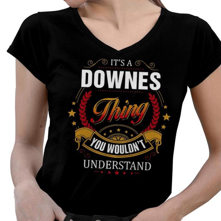 Downes Shirt Family Crest Downes T Shirt Downes Clothing Downes Tshirt Downes Tshirt Gifts For The Downes  Women V-Neck T-Shirt