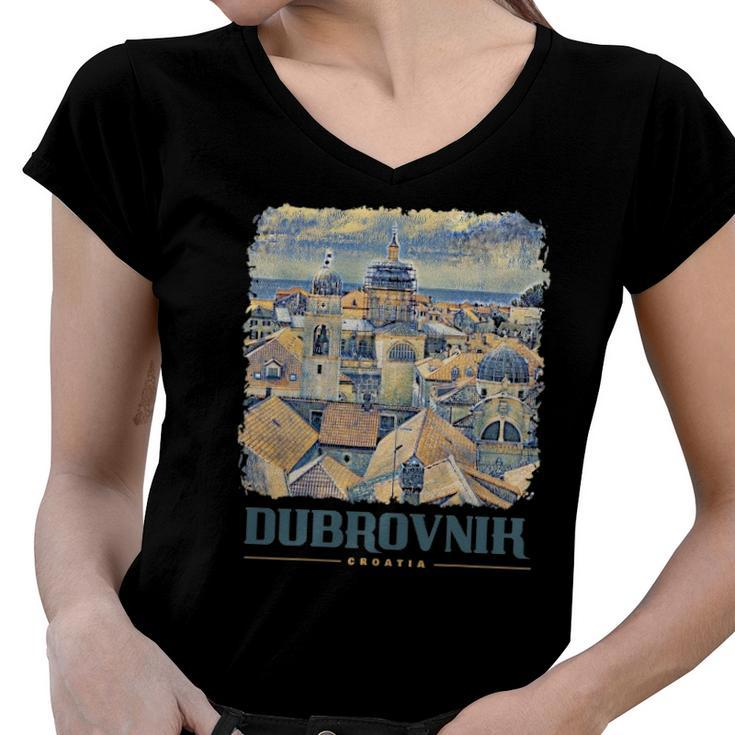 Dubrovnik Croatian Pride Croatia Dubrovnik City Women V-Neck T-Shirt