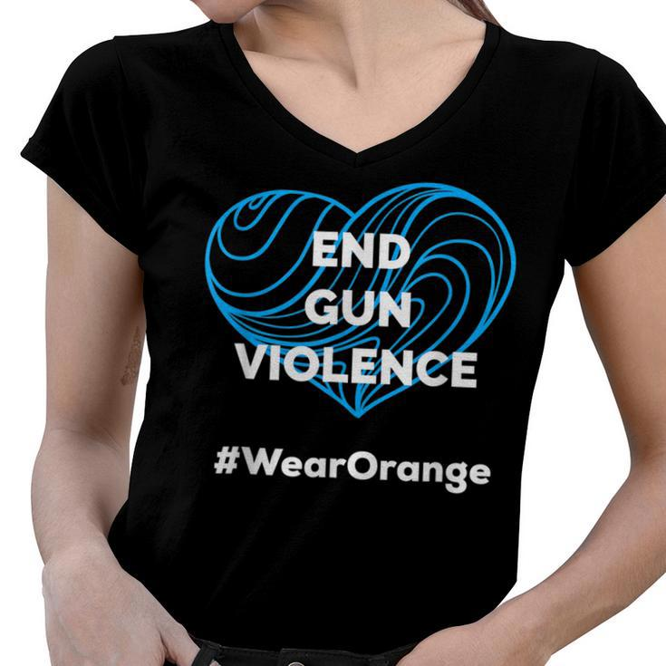Enough End Gun Violence Wear Orange  Women V-Neck T-Shirt
