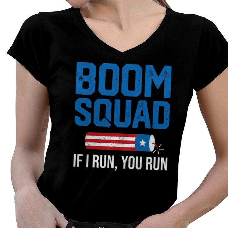 Fourth Of July 4Th July Fireworks Boom Patriotic American Women V-Neck T-Shirt
