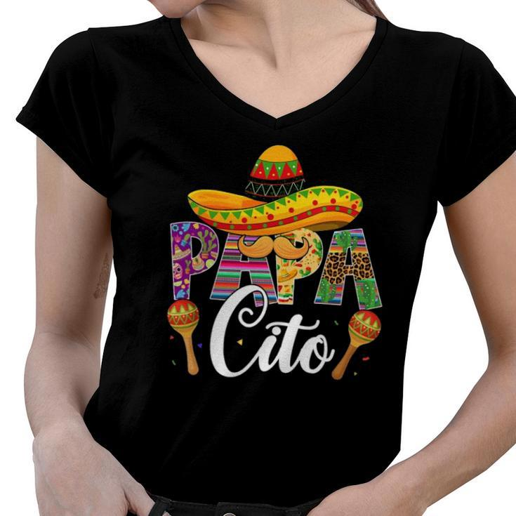 Funny Cinco De Mayo Papacito Festival Leopard Women V-Neck T-Shirt