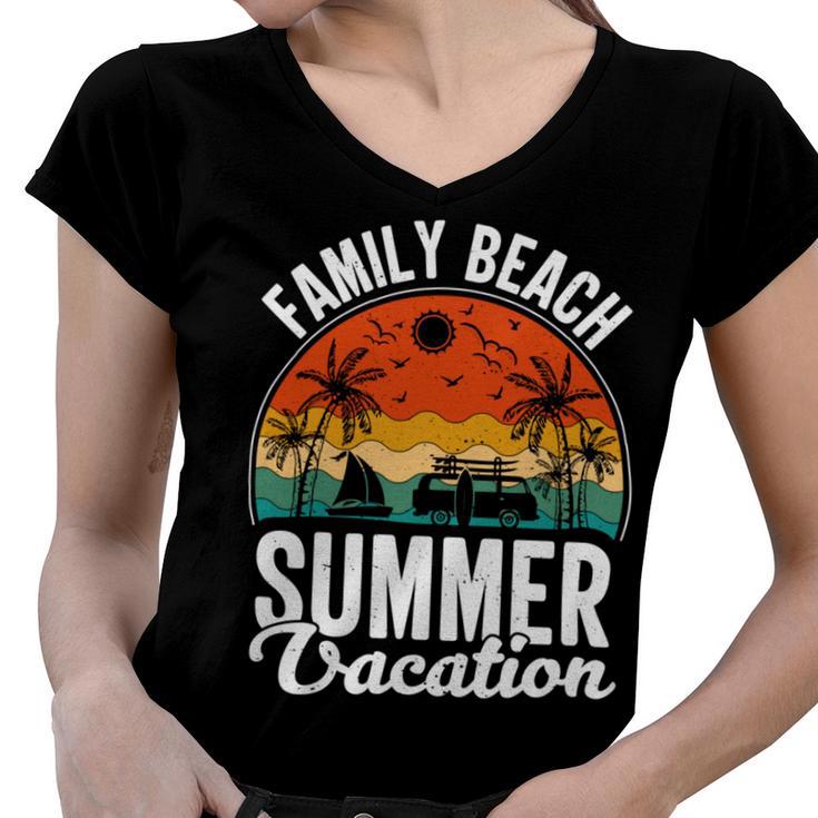 Funny Enjoy The Summer Family Beach Summer Vacation Women V-Neck T-Shirt