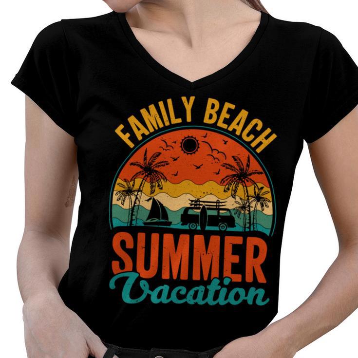 Funny Family Beach Summer Vacation Women V-Neck T-Shirt