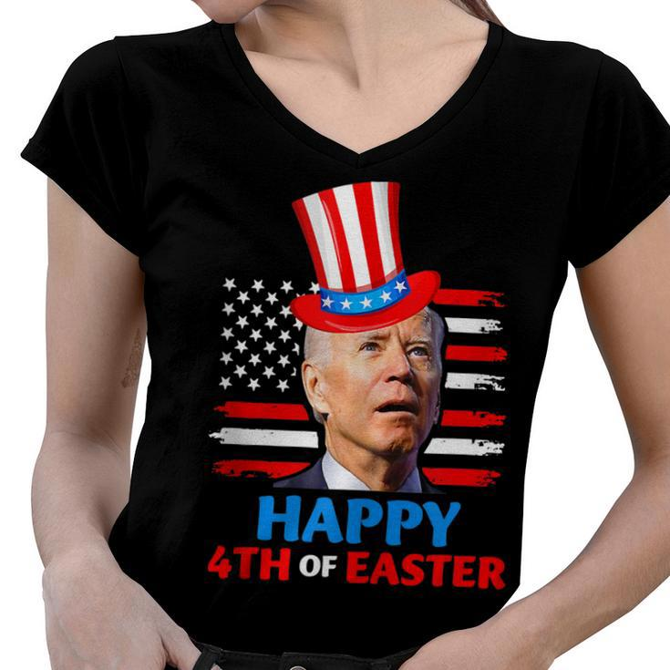 Funny Joe Biden Happy 4Th Of Easter Confused 4Th Of July  Women V-Neck T-Shirt