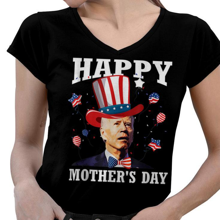 Funny Joe Biden Happy 4Th Of July Confused Mothers Day  Women V-Neck T-Shirt
