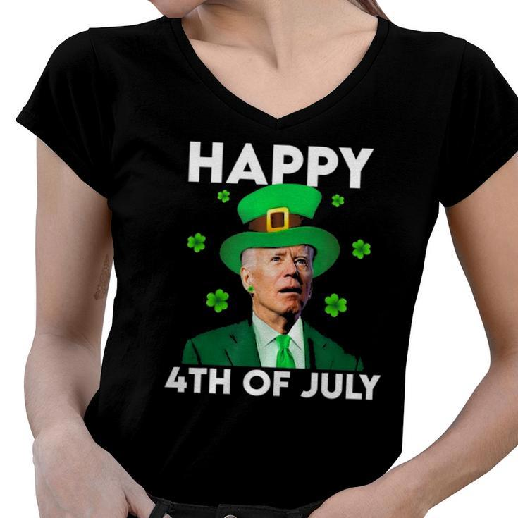 Funny Joe Biden Happy 4Th Of July St Patricks Day Women V-Neck T-Shirt