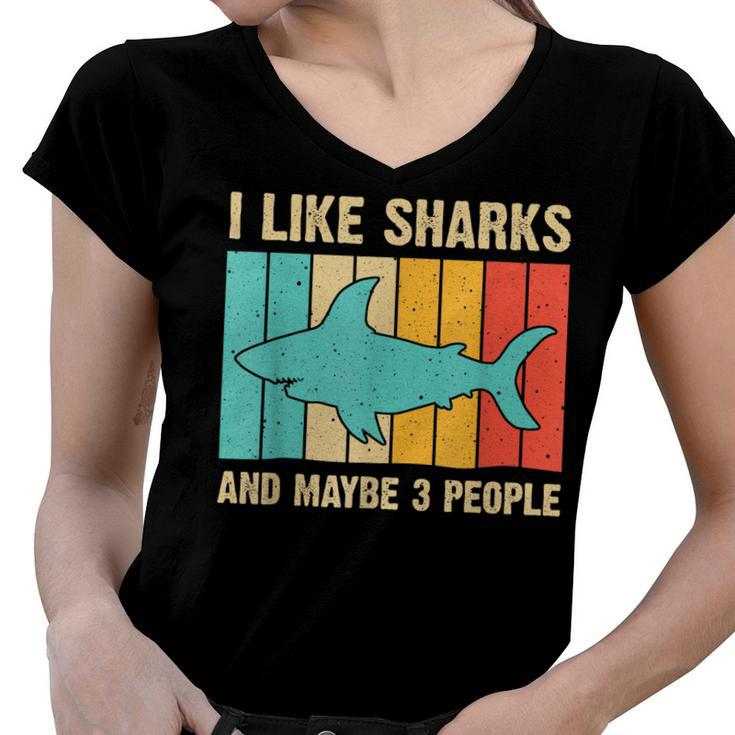 Funny Shark Design For Kids Men Women Animal Shark Stuff  Women V-Neck T-Shirt
