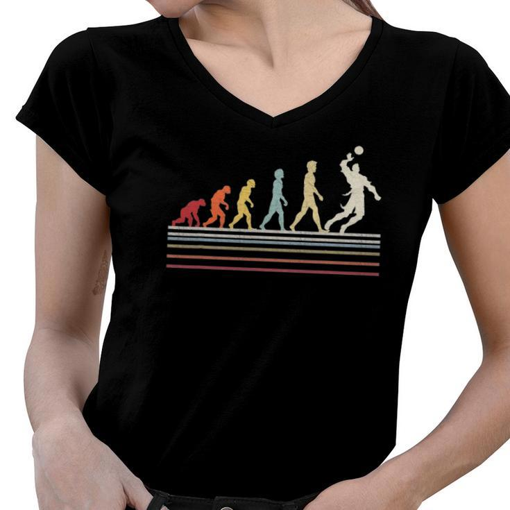Funny Volleyball Evolution Of Man Sport Retro Vintage Gift Women V-Neck T-Shirt