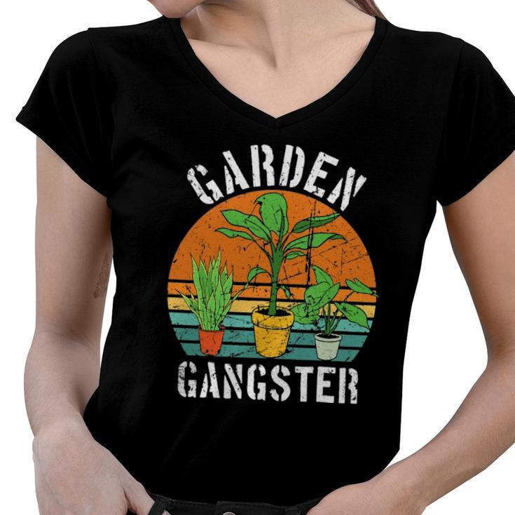 Garden Gangster For Gardener Gardening Vintage Women V-Neck T-Shirt
