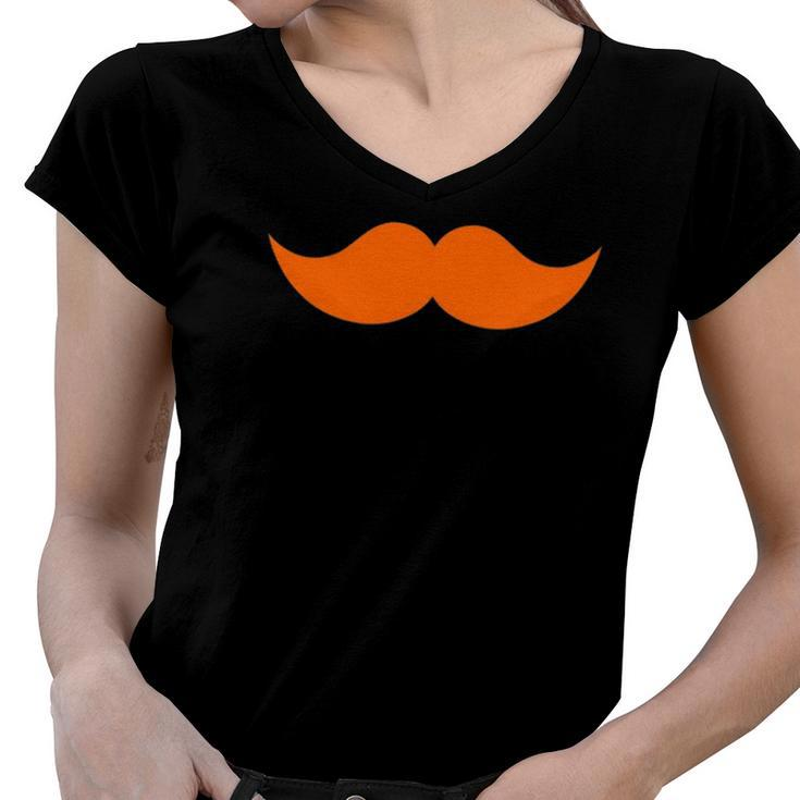 Ginger Orange Red Hair Mustache Women V-Neck T-Shirt