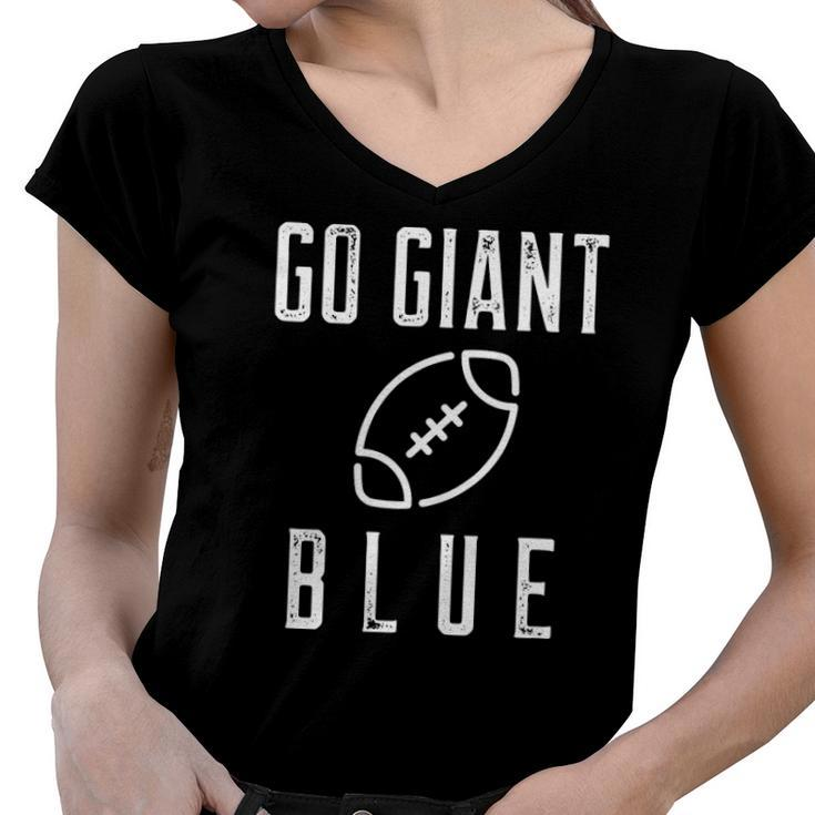 Go Giant Blue New York Football Women V-Neck T-Shirt