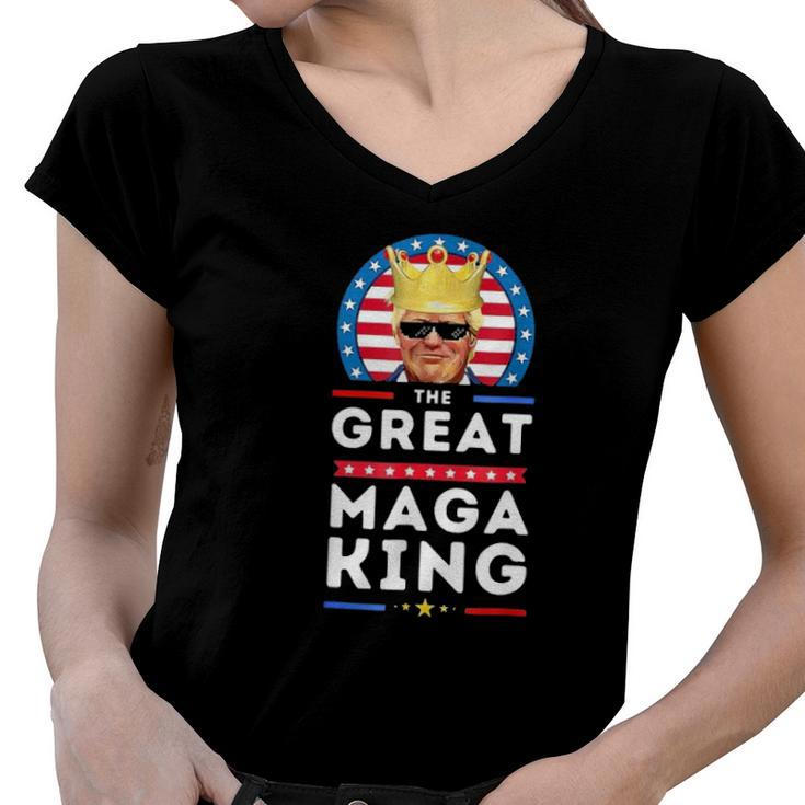 Great Maga King Trump Biden Political Ultra Mega Proud Women V-Neck T-Shirt