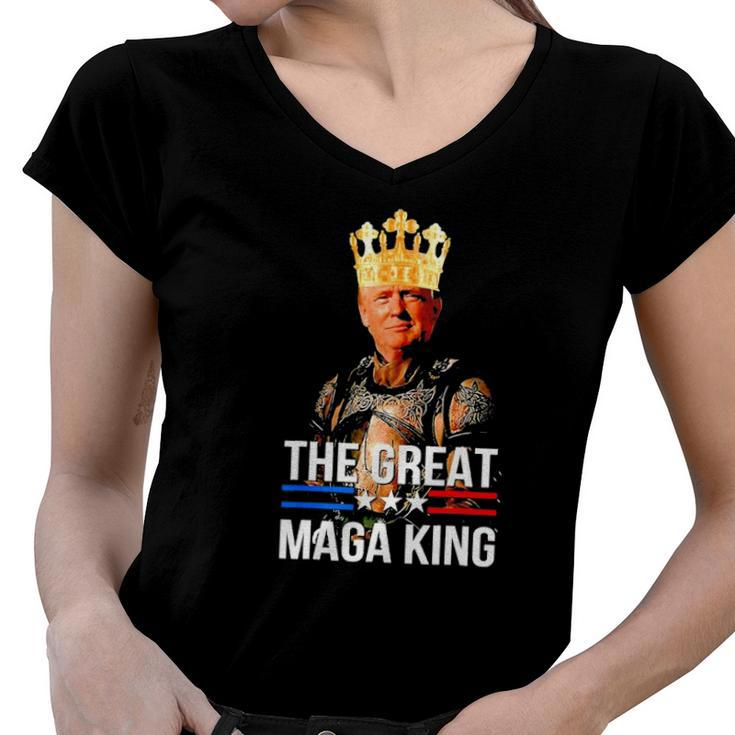 Great Maga King Trump Ultra Maga Crowd Anti Biden Ultra Maga Women V-Neck T-Shirt