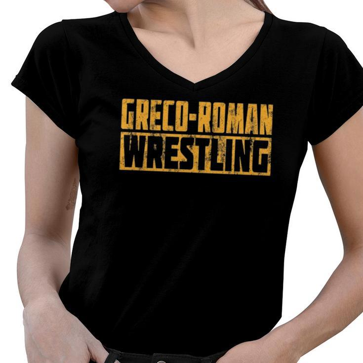 Greco Roman Wrestling Training Wrestler Outfit Women V-Neck T-Shirt