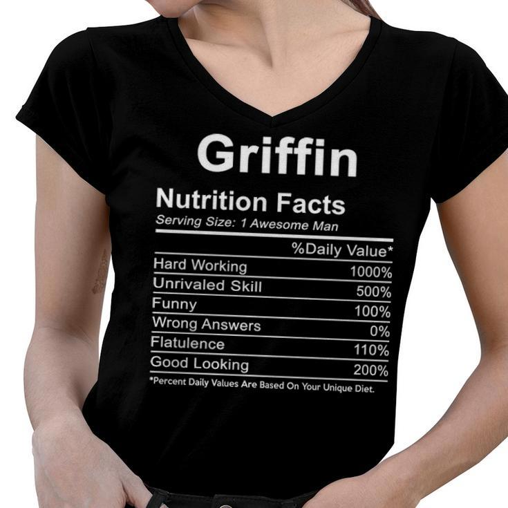 Griffin Name Funny Gift   Griffin Nutrition Facts Women V-Neck T-Shirt