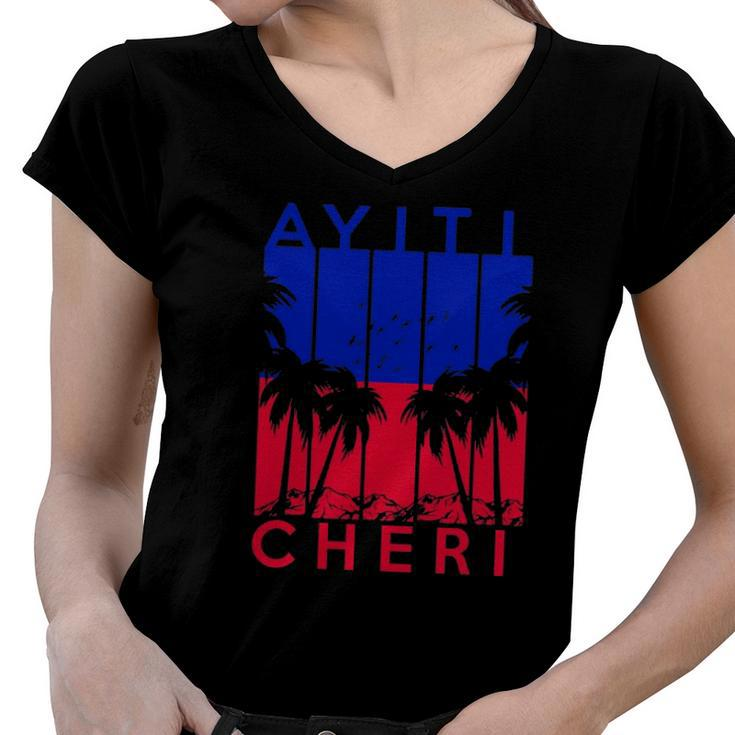 Haitian Haiti Ayiti Cheri Haiti Vacation Gift Women V-Neck T-Shirt