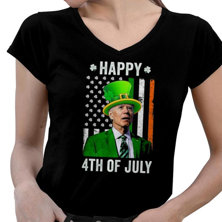 Happy 4Th Of July Joe Biden St Patricks Day Leprechaun Hat Women V-Neck T-Shirt