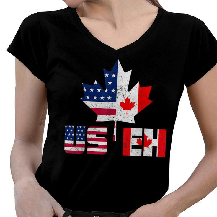 Happy Canada Day  Usa Pride Us Flag Day Useh Canadian  Women V-Neck T-Shirt