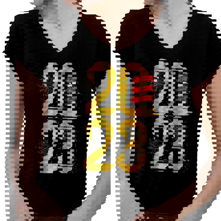 Happy New Year 2023 New Years Eve Party Supplies Nye Women V-Neck T-Shirt