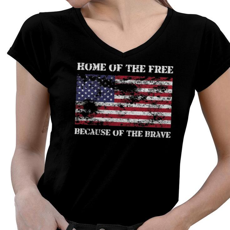 Home Of The Free Because Brave Grunge Women V-Neck T-Shirt