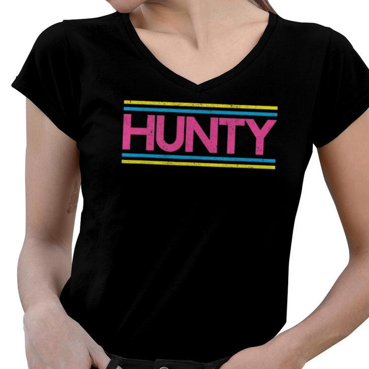 Hunty Drag Queen Vintage Retro Women V-Neck T-Shirt