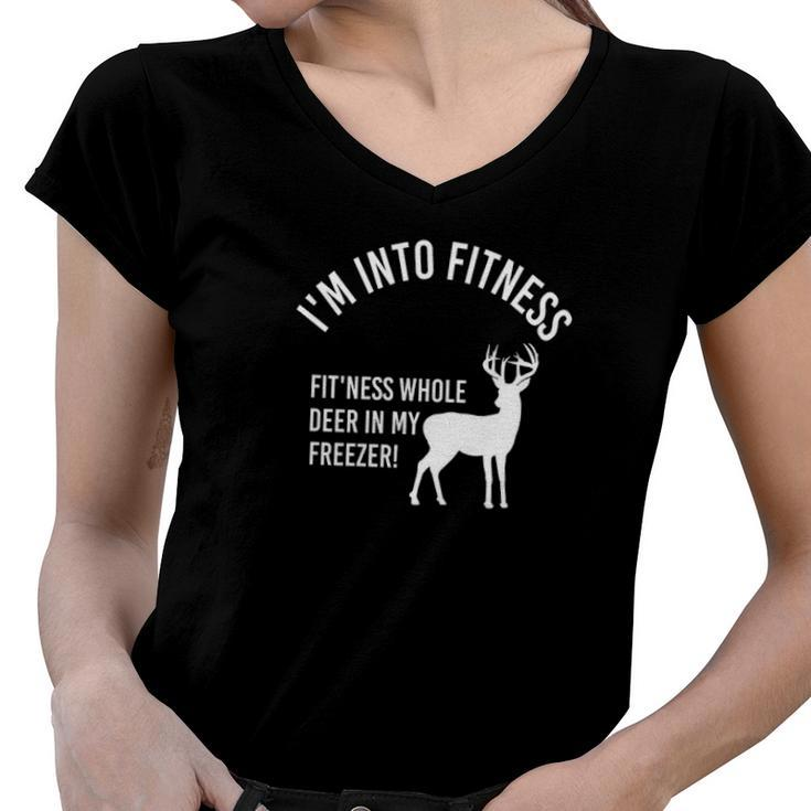 Im Into Fitness Fitness Deer In My Freezer Deer  Women V-Neck T-Shirt