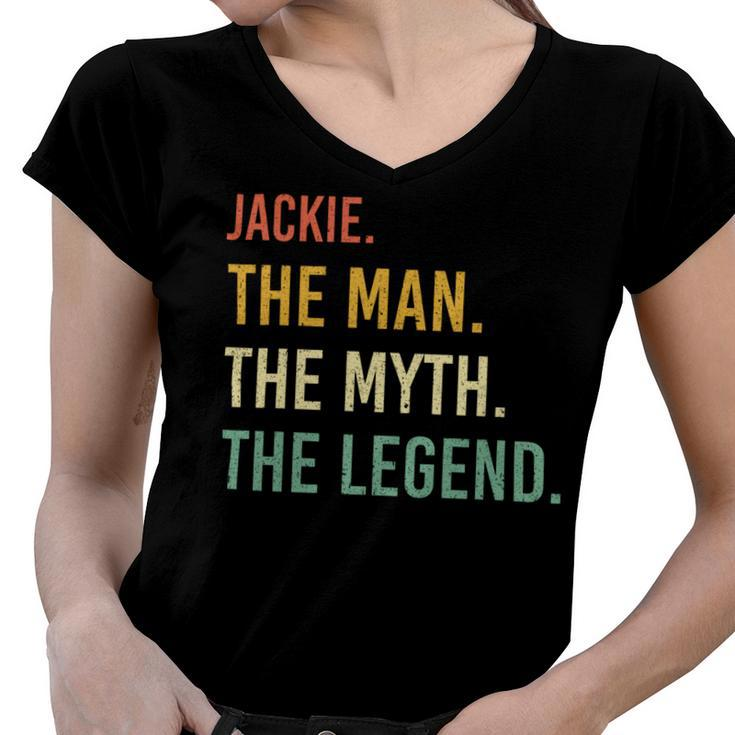 Jackie Name Shirt Jackie Family Name V5 Women V-Neck T-Shirt