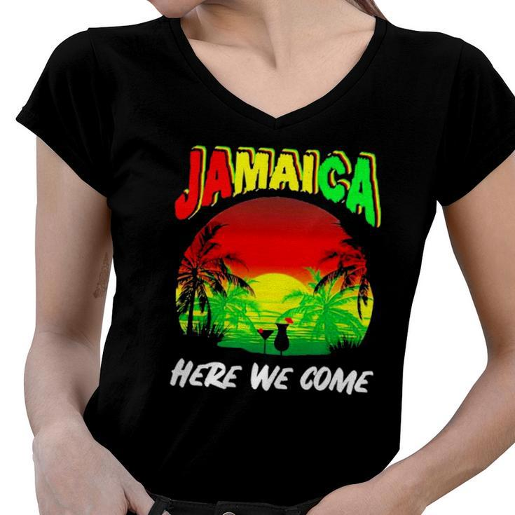 Jamaica Here We Come Jamaica Calling Women V-Neck T-Shirt