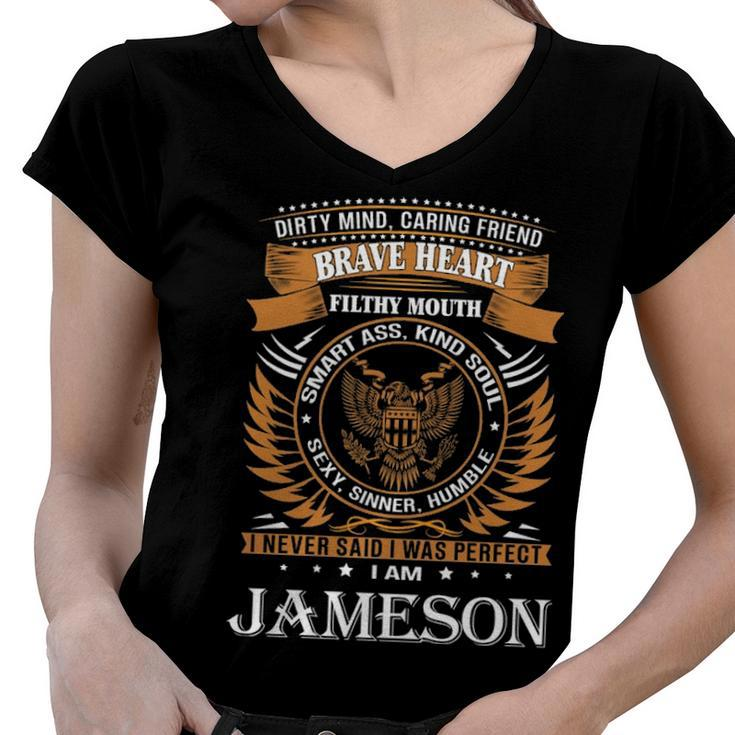 Jameson Name Gift   Jameson Brave Heart Women V-Neck T-Shirt