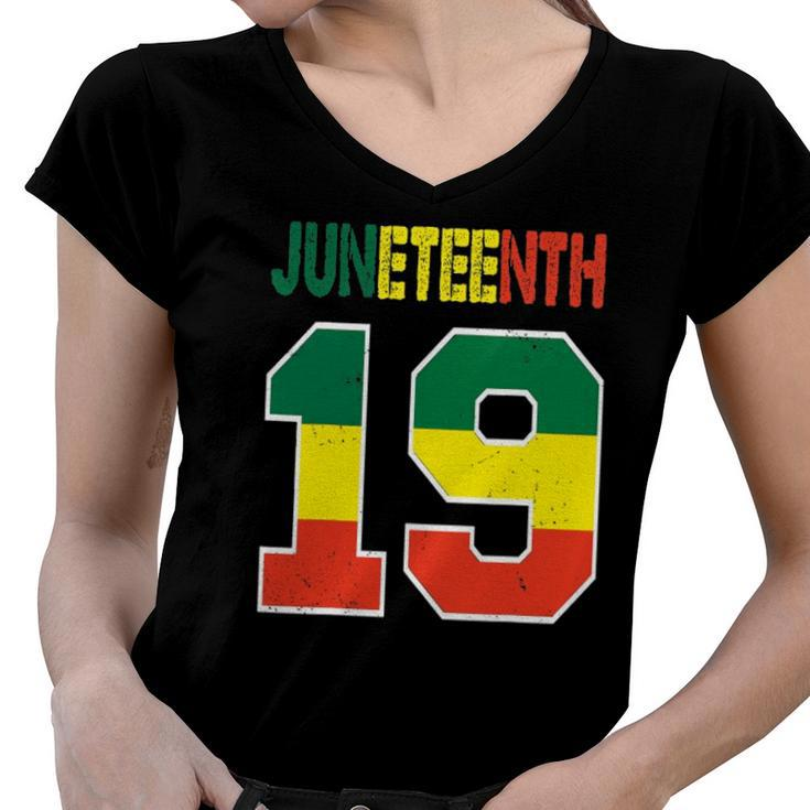 Juneteenth African American 19Th June Women V-Neck T-Shirt