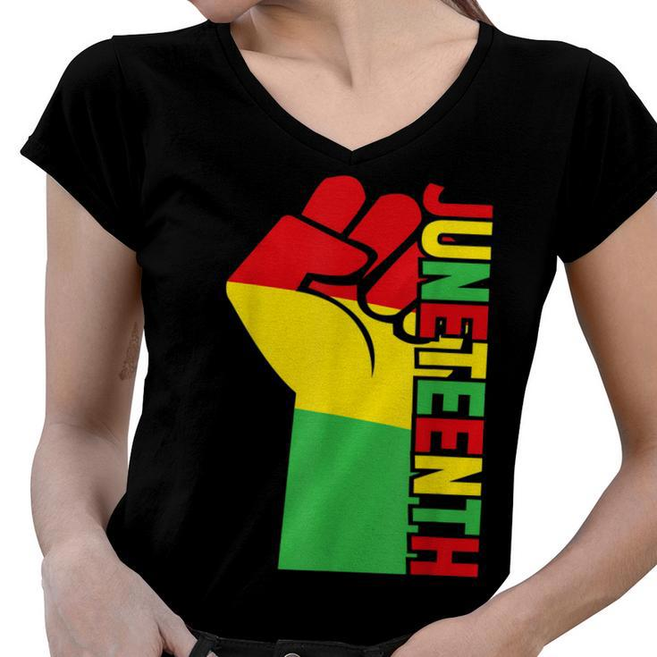 Juneteenth Independence Day 2022 Gift Idea Women V-Neck T-Shirt