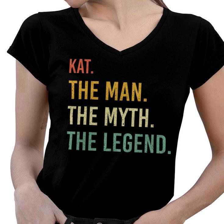 Kat Name Shirt Kat Family Name V4 Women V-Neck T-Shirt