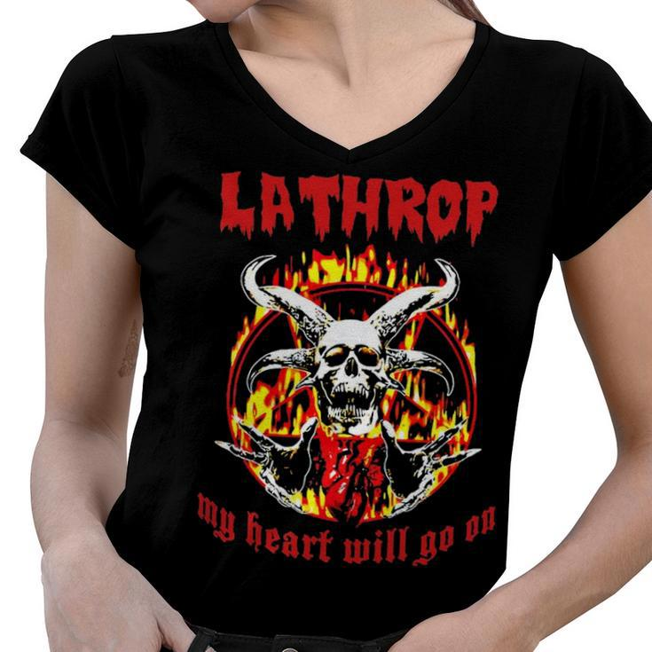Lathrop Name Gift   Lathrop Name Halloween Gift Women V-Neck T-Shirt