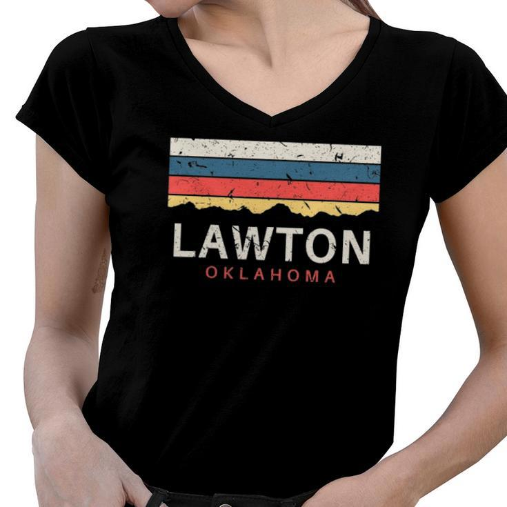 Lawton Oklahoma Vintage Gifts Souvenirs Women V-Neck T-Shirt