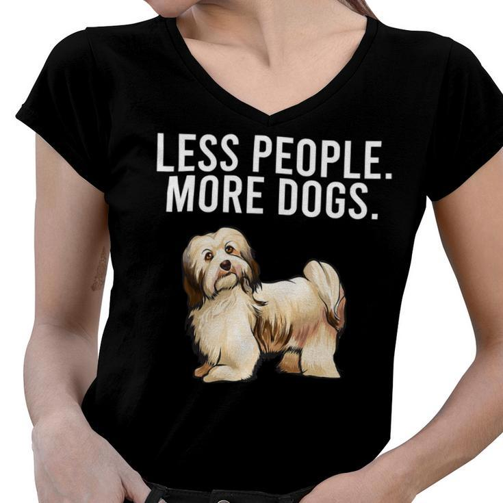 Less People More Dogs Havanese Funny Introvert Women V-Neck T-Shirt