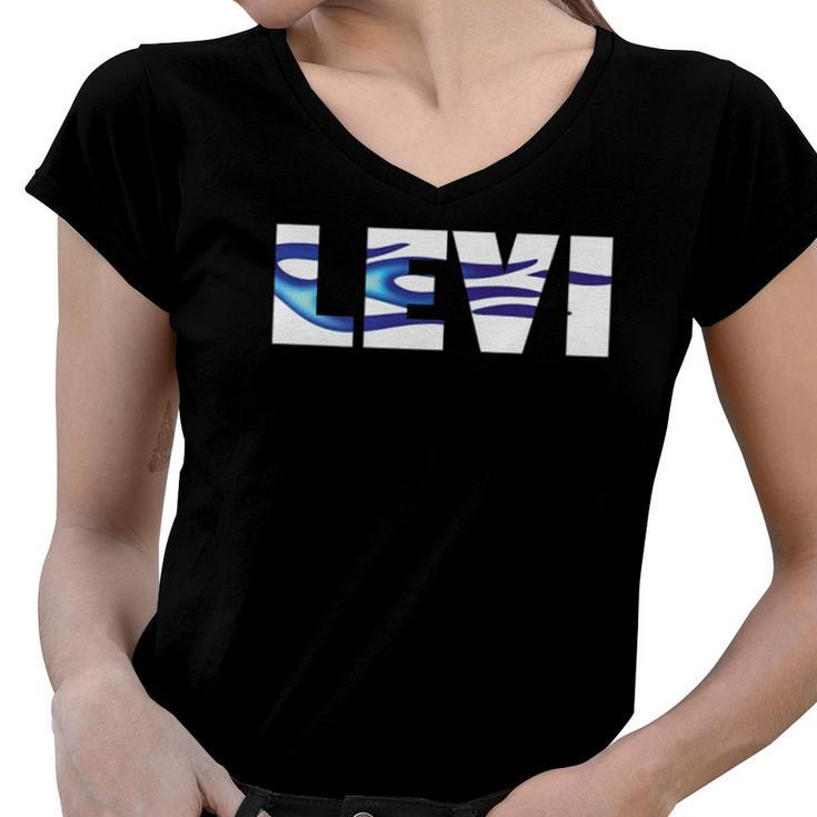 Levi Name Cool Auto Detailing Flames So Fast Women V-Neck T-Shirt