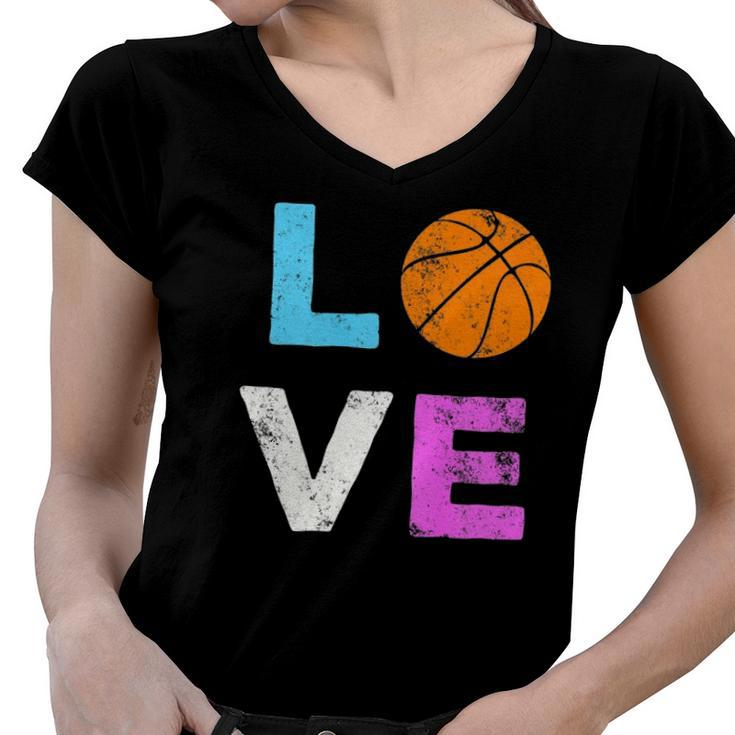 Love Basketball American Team Fan Gift  Women V-Neck T-Shirt