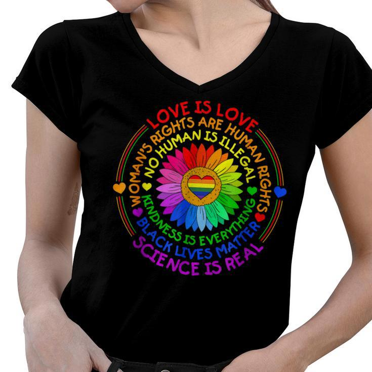 Love Is Love Science Is Real Kindness Is Everything Lgbt  Women V-Neck T-Shirt